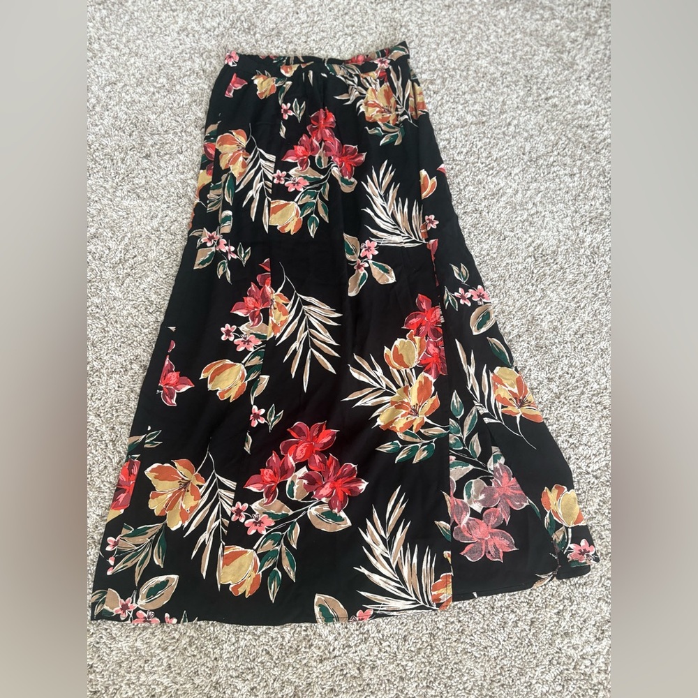 Floral Slit Maxi Skirt (Split Thigh High Waisted) Long Skirt